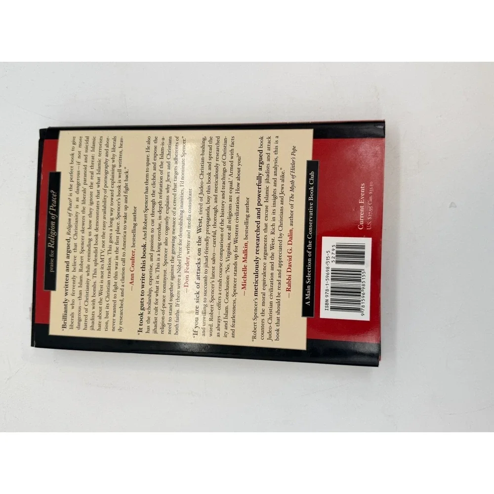Religion of Peace? Why Christianity Is & Islam Isn't By Robert Spencer Hardcover